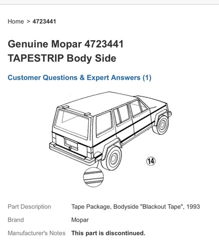 Mopar Left Side Lower Tape Stripe Decal 04723441 For 94-96 Jeep Cherokee OEM - Picture 7 of 12