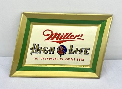 Vintage Miller High Life Tip Tray Champagne Girl Metal Bar Tray 6.5  