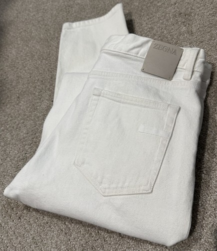 $750 Zegna Men's White 5-Pocket Stretch Gabardine Pants Size 34 Slim Fit