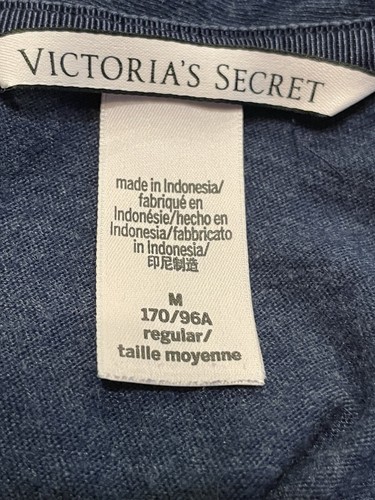 Victoria's Secret Damen Jersey Pyjama Set Einfarbig Blau Klassisch Gr. M - Bild 12 von 15