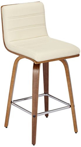 Vienna Walnut Swivel Bar Stool 25 1/4" High Cream Cushion Kitchen Counter Island - Picture 2 of 9