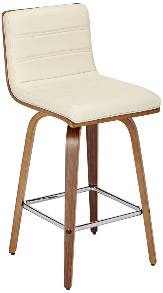Vienna Walnut Swivel Bar Stool 25 1/4" High Cream Cushion Kitchen Counter Island - Image 2 of 4