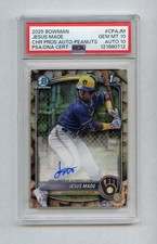 JESUS MADE 2025 BOWMAN CHROME Rookie  Peanuts Refractor /5 PSA 10 10 auto