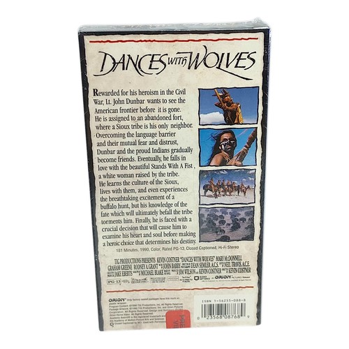 Dances With Wolves VHS RARE FACTORY SEALED STUDIO WATERMARK 1990 1st print Orion - Picture 4 of 9