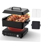 Portable Induction Cooktop with Removable Iron Cast Griddle Pan & Pot Olk-C02