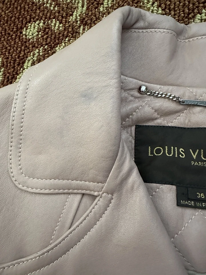 Louis Vuitton Dusty Pink Leather Short Sleeve Jacket Size 36 Womens Pre-Owned - Image 4 of 4