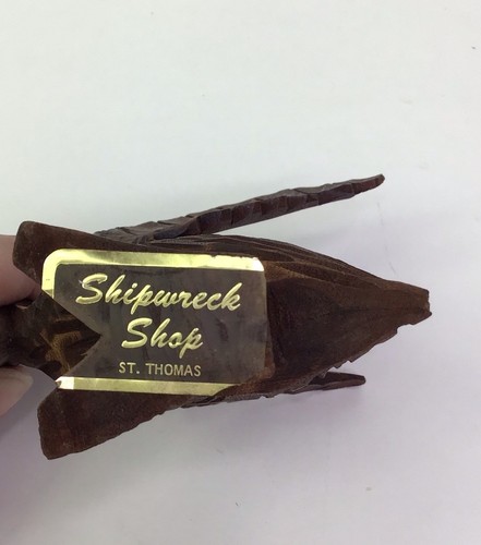 Handgeschnitzte Holz Pelikan Figur Wings Out Schiffswrack Shop St. Thomas - Bild 8 von 9