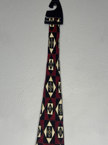 Cravatta uomo Bachrach in seta Argyle, colore nero marrone, oro e crema made in USA. - Foto 1 di 6