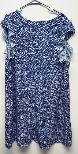 Plus Size 3x Dress Bright Blue With White Hearts Flowy Cap A leaves SHEIN Curve - Picture 2 of 5