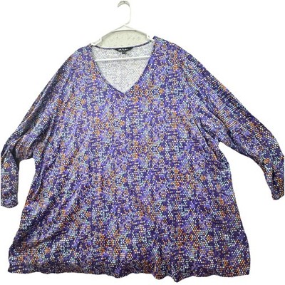 Ulla Popken Colorful Polka Dot Blouse Tunic Cotton Neckline Womens Plus 4X 28/30