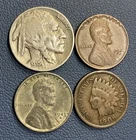 Vintage U.S Coins - 1906 Indian Cent + 1935 Buffalo Nickel + Mixed Wheat Cents