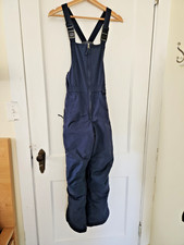 Lands End Kids Snow Pants 12 Navy Blue Bib Overalls Skiing Snowboarding Sled