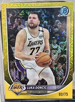 Luka Doncic 2025-26 Bowman YELLOW Mojo Refractor /75... Color Match 🔥