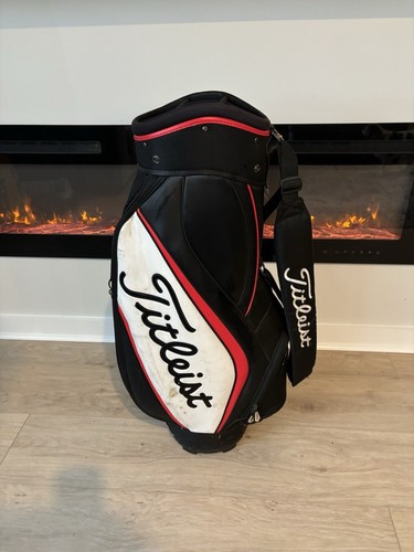 Titleist Leather Cart Bag/AR 714 Embroidery/6-Divider/Needs Zipper Repair