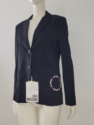 BNWT Moschino Spell-Out Blazer UK 10 EU 38 Jacket Black Printed Double Breasted - Picture 11 of 24
