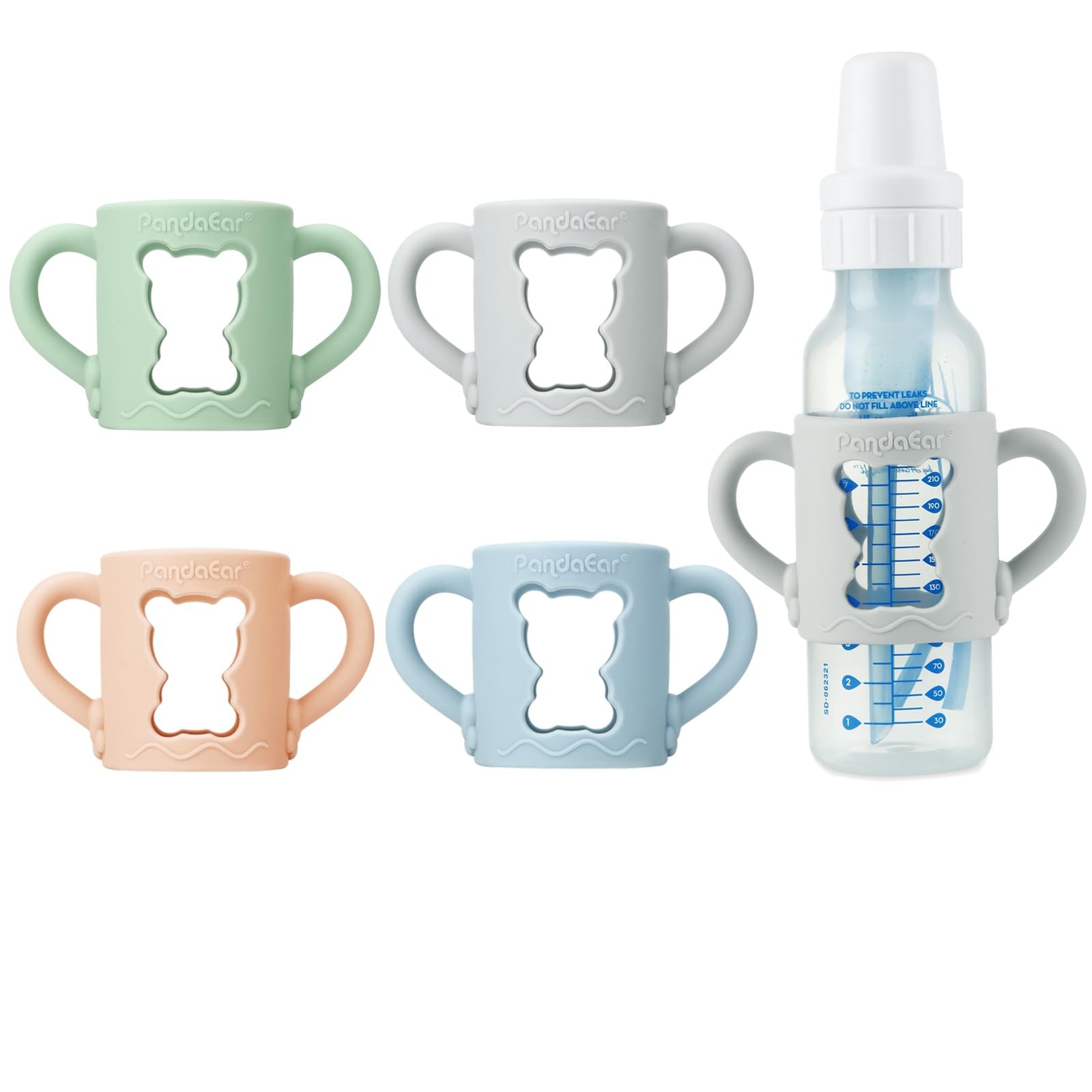 Lot de 4 poignées en silicone rose pour biberons col large Dr Brown 250ml
