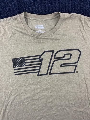 Ryan Blaney Shirt Mens XL Brown NASCAR Racing Team Penske 12 Flag Graphic Tee - Picture 3 of 8
