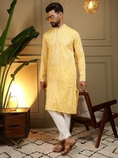 Indian Pure Cotton Kurta Pajama For Men s Wedding Wear Fancy rayon Ready Made