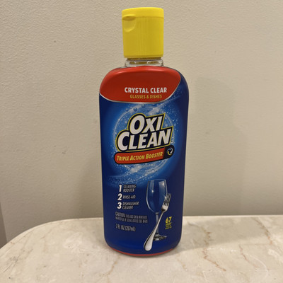 Oxi Clean Triple Action Booster Crystal Clear Glasses & Dishes 67 Loads 7 Fl Oz