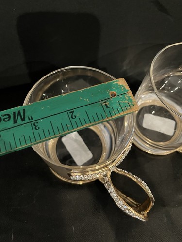 2 NEU MIT ETIKETT KOKETTE GOLD SCHLEIFE DESIGN STRASS BLING GLAS TASSEN - Bild 7 von 8