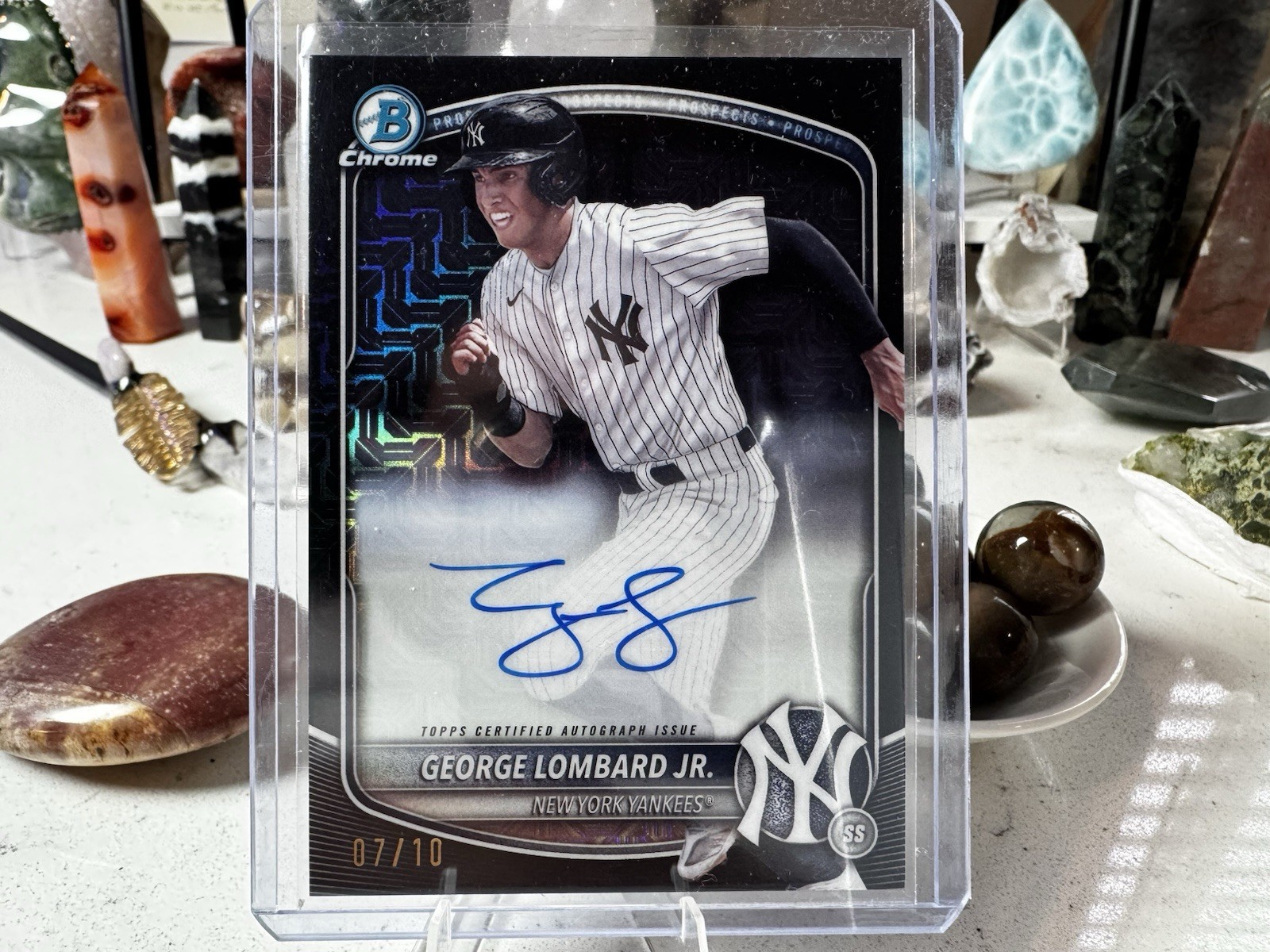2025 Bowman George Lombard Jr On Card Auto Mega Mojo Black Refractor BMA-GL 7/10