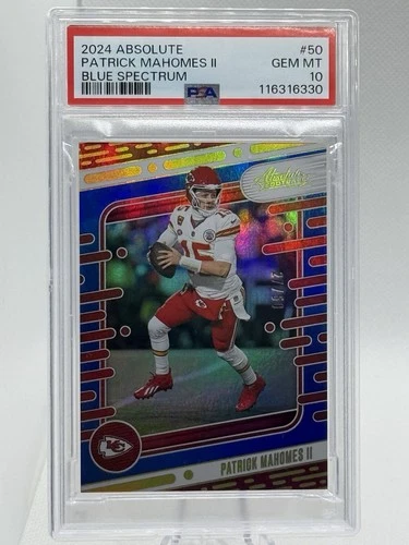 2024 Absolute Patrick Mahomes II Blue Spectrum PSA 10 /50 Chiefs