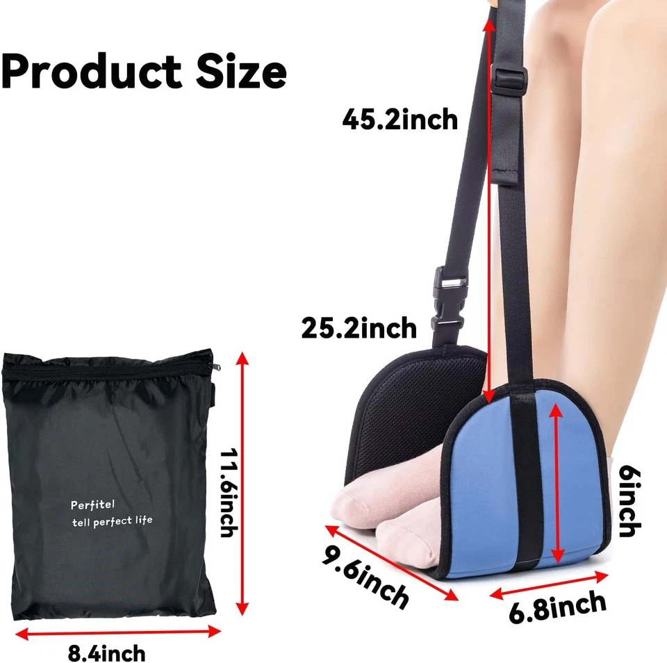 Foot Hammock for Travel Relax Adjustable Airplane mesh Footrest Hammock Portable - Image 2 of 4