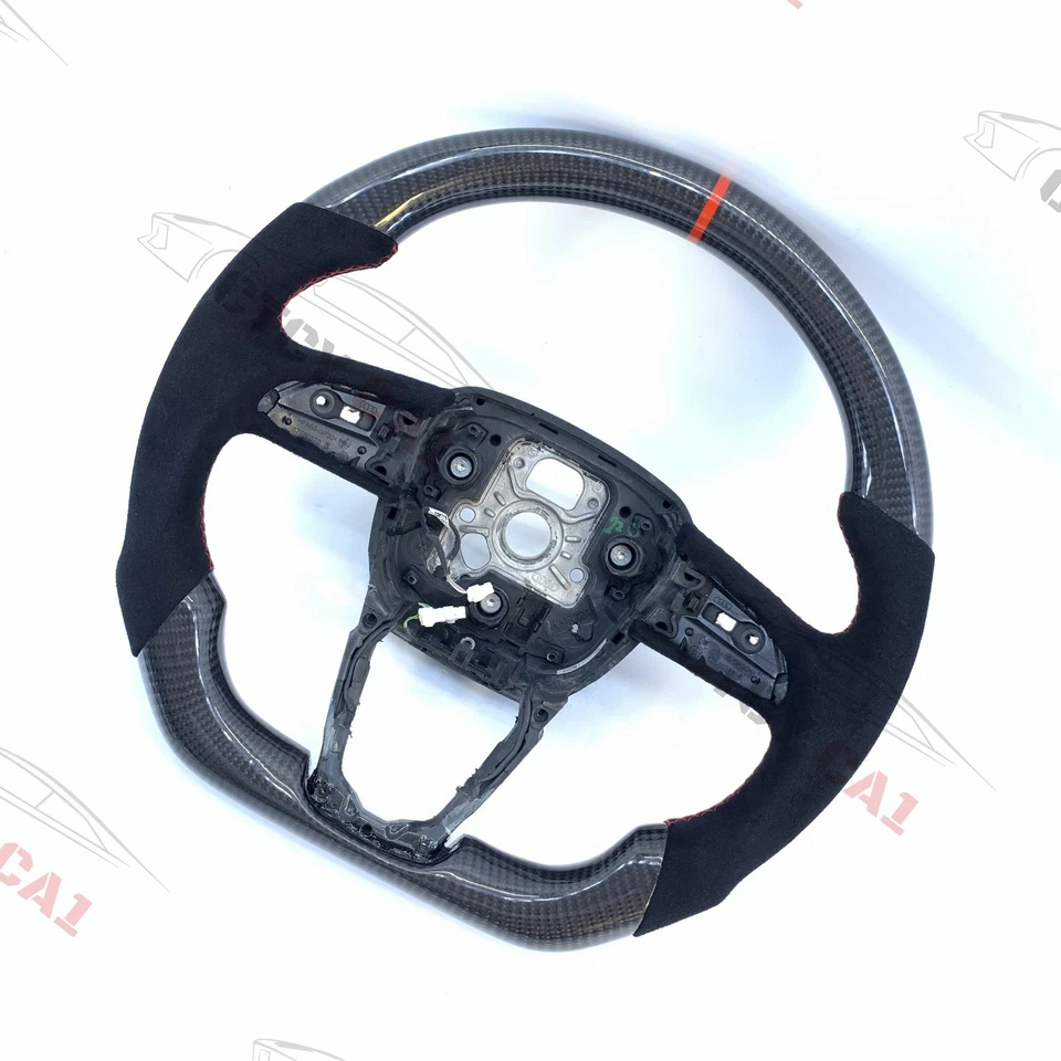Volante de fibra de carbono personalizado para Audi 19-21 RS3 5 6 8 A3 4 5 7 SQ5 S6 S7 Foto 3 de 4