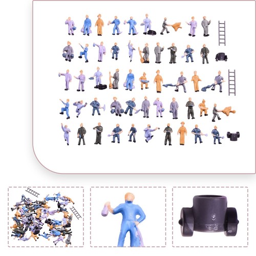 50x 1:87 HO Scale Railway Model Worker Well Painted Figures With Bucket Ladder - Picture 2 of 24