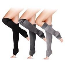 Geyoga 1/Pair Fleece Leg Warmers 24inch Long over 3 Black,light Gray,dark Gray