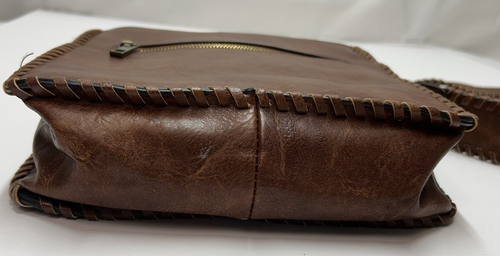 Antik Kraft Vegan Leather Crossbody Purse Whipstitch Boho Western Zipper Pockets - Picture 4 of 14