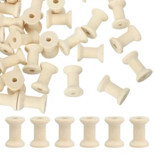 100Pcs Wooden Empty Spools Unfinished Wood Thread Bobbin 1.2"x0.8" Natural Color