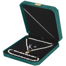 Large Jewelry Set Gift Box, Velvet Octagonal Necklace Ring Earring Pearl Stor...