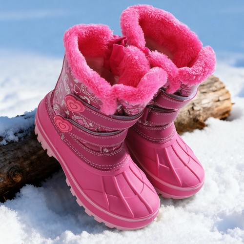 Boys Girls Winter Snow Boots Ankle Waterproof Warm Fur Lined Ski Outdoor Boots - Bild 42 von 48