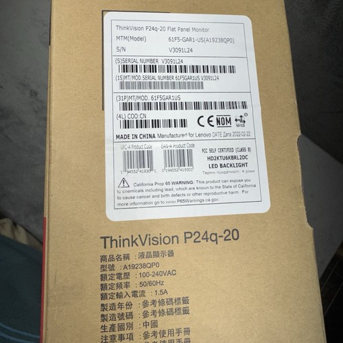 Lenovo ThinkVision P24Q-20 23.8” Flat Panel Monitor Backlight LED New Open Box - Picture 14 of 16