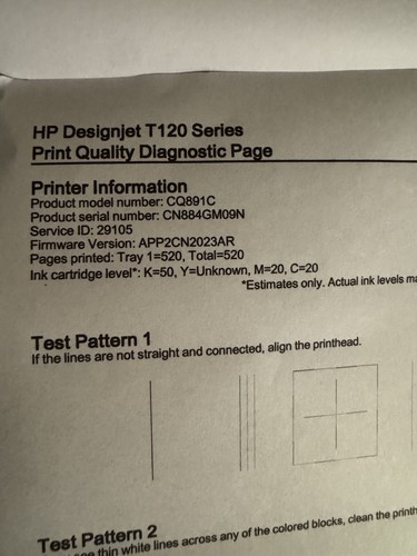 HP DesignJet T120 24" A1 plotter Large Format Printer No Printead , No Spinder - Afbeelding 21 van 23