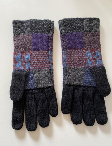 ROECKL Strickhandschuhe Gr. 7,5 Patchwork 100 % Merinowolle Handschuhe schwarz - Bild 2 von 6