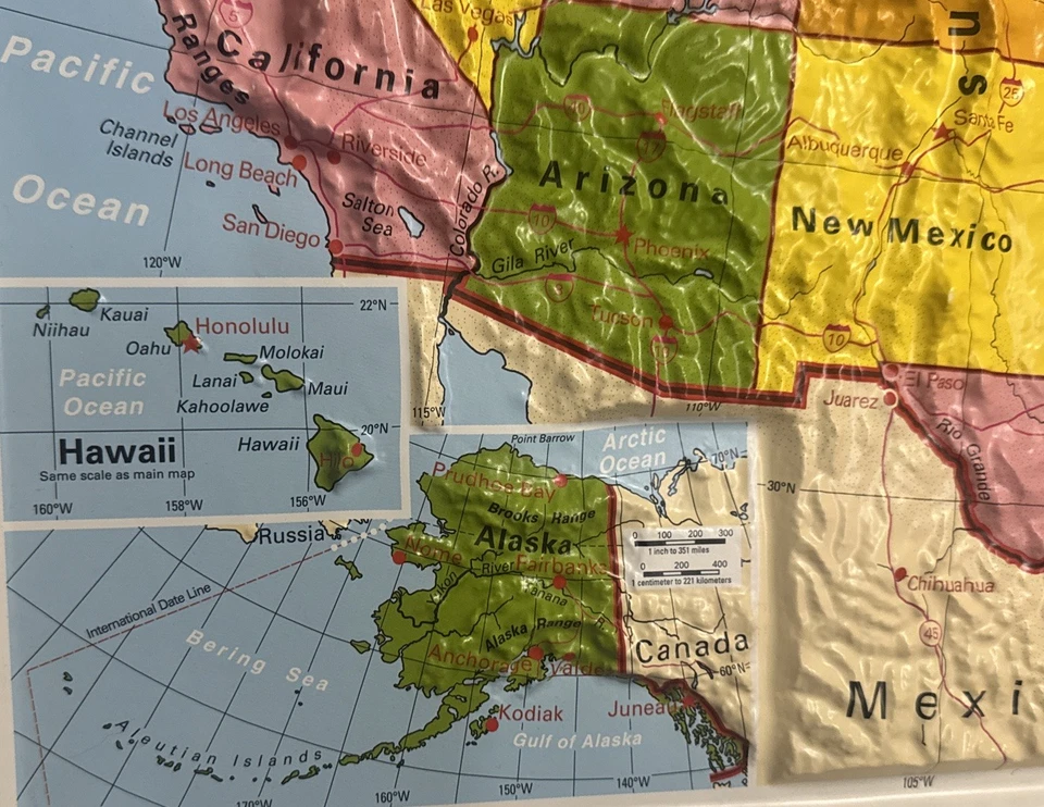 Nystrom Raised Relief Map United States 18”x28” - Image 2 of 4