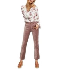 Free People Velvet Crop Flare Pants Size 30 Brown Bronze Boho