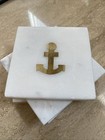 Thirstystone Stone Coaster Brass Anchor Inlay White Marble SET of 4 JDPD6