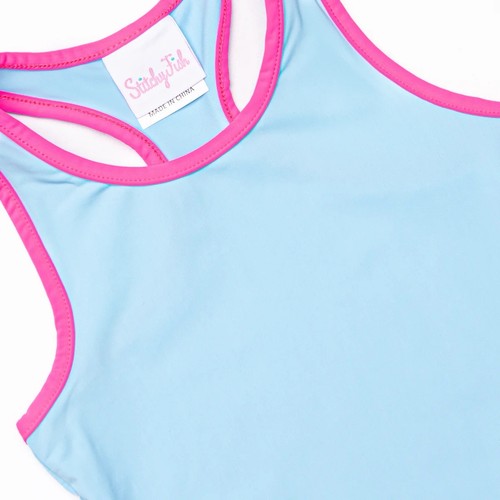 Stitchy Fish Girl's Sassy Sport Tennis Golf Dress Blue Hot Pink Sz 8 Activewear - Picture 2 of 8