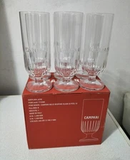 Complete Set of 6 Campari Seltz Miano Advertising Glass Goblets New