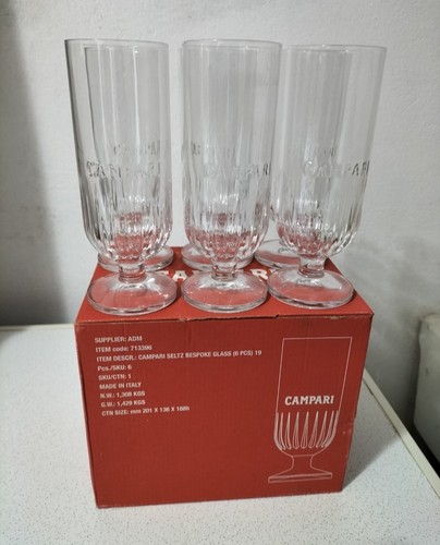 Komplettset 6 Gläser Werbegläser Campari Seltz Miano Neu - Bild 1 von 7