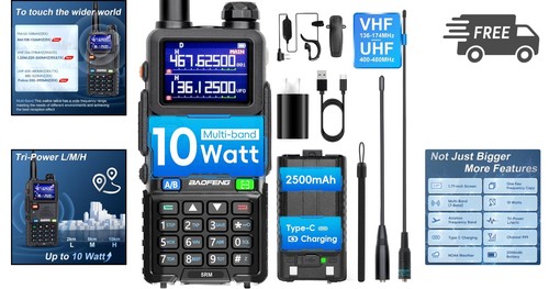 Radioaficionado 10W VHF UHF Walkie Talkies NOAA Radio Meteorológica Largo Alcance Emergencia - Imagen 2 de 10