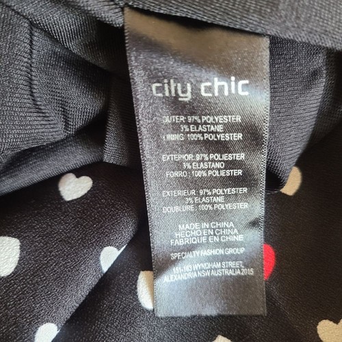 city chic heart print spaghetti strap fit and flare dress black womens size 14 - Picture 6 of 6