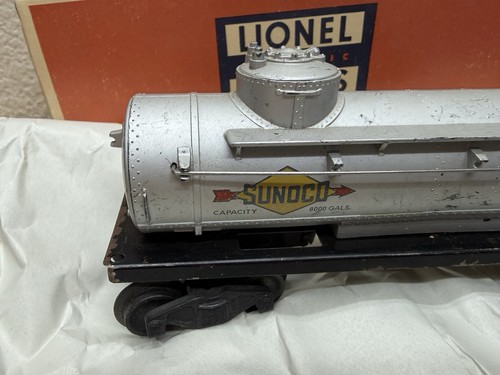 Lionel O-27 Gauge #2465 Silver Sunoco Double Dome Tanker Car With Box - Picture 3 of 15