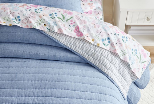 Edredón a rayas reversible Pottery Barn Kids Branson Stitch Cambray Twin #U1029 - Imagen 4 de 4