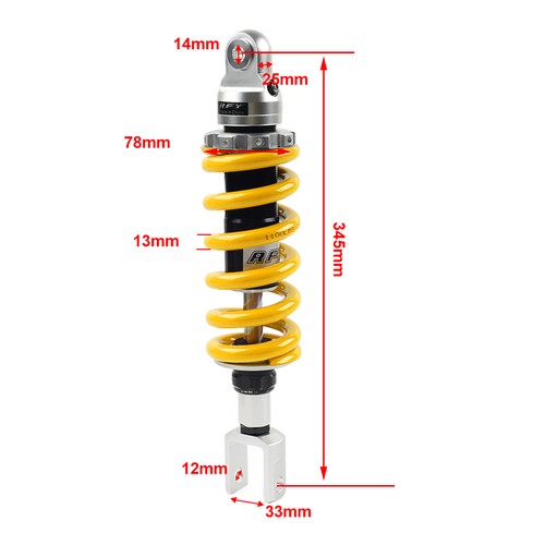 Amortiguador ajustable de resorte de 13 mm 345 mm para Honda para Suzuki 33 * 12 mm amarillo - Imagen 10 de 10