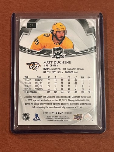 Matt Duchene /249 2020-21 UD The Cup #69 Predators - Picture 2 of 2