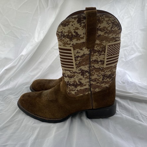 ARIAT 10023362 Patriot USA Flag Western Boots Men's 10.5 D Desert Camo - Picture 4 of 11